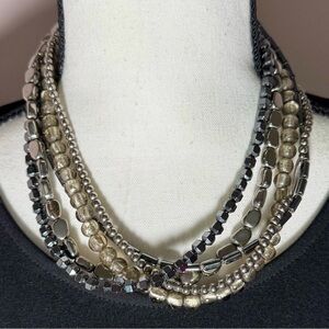 Silpada Hematite Glass 5-Strand Necklace 925